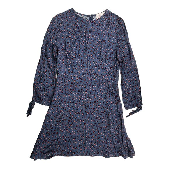 Blush Dresses & Skirts - Blush Boutique Blue Pink Leopard Animal Dress Mini 3/4 Tie Sleeve 100% Rayon